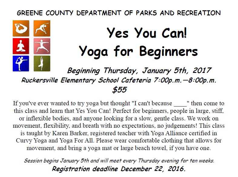 Yes You Can! Yoga at Greene County Parks and Recreation